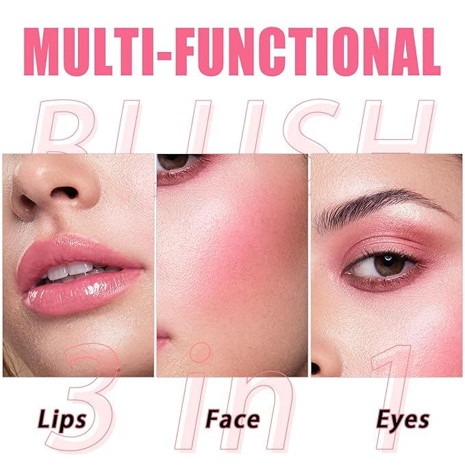 3 Pcs Jelly Blush Contour Stick for Cheeks Eyes Lips Lightweight Dewy Finish Blush Stick Waterproof Long Lasting Contour Trio Wand Face Makeup Set for Wome (3PCS)