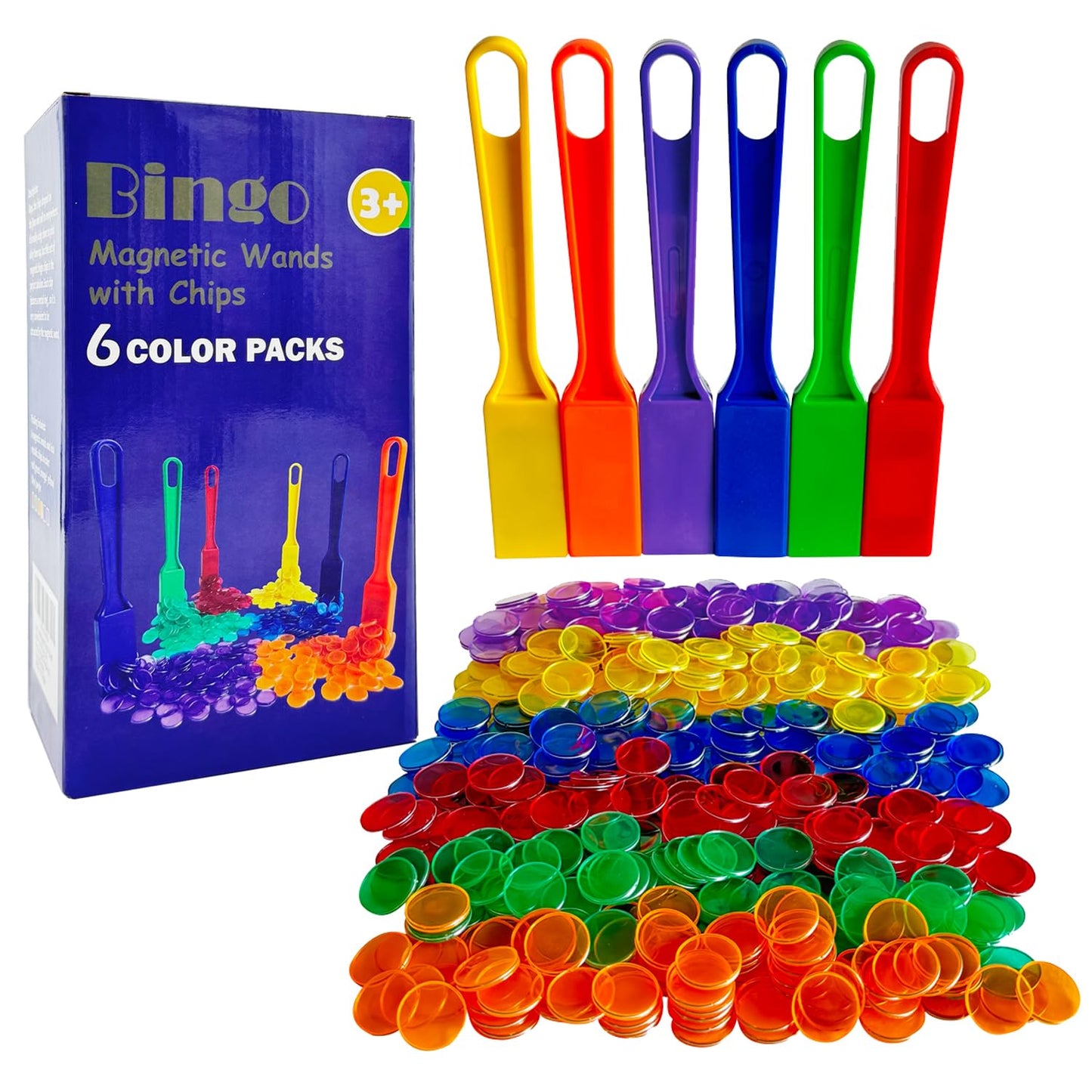 Yuanhe Magnetic Bingo Wand Chips - 6 Colors for Science Learning Counting Family Game Night Activities