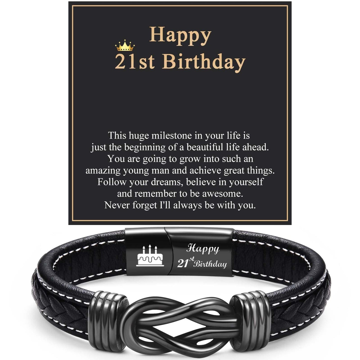 21st Birthday Gifts for Him 21 Year Old Birthday Gifts for Him 21st Birthday Leather Bracelet Gifts Ideas for 21 Year Old Male Boyfriend Son Brother Grandson Nephew Best Friend