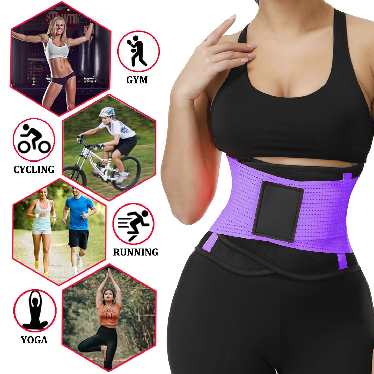VENUZOR Waist Trainer Belt for Women - Waist Cincher Trimmer - Slimming Body Shaper Belt - Sport Girdle Belt (UP Graded)(Purple,2XL)
