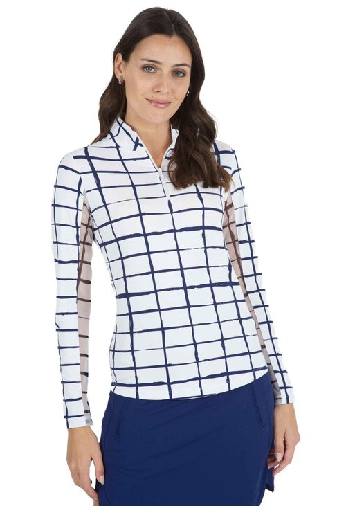 Cordova Print Long Sleeve Mock Neck Top-Cordova Print Long Sleeve Mock Neck Top-10495 White/Peri/Cordova/XL