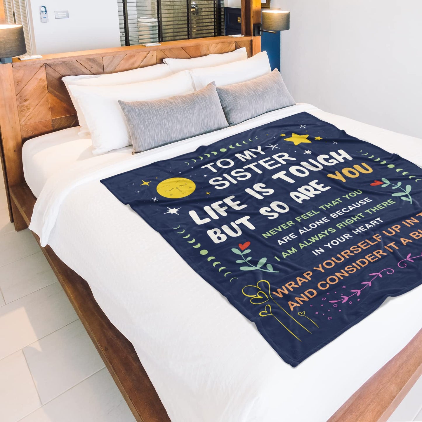 Niyewsor Sister Gifts Blanket, Sister Birthday Gifts, Sisters Gift from Sis, Gift for Big/Little Sisters on Graduation, Mothers Day, Chrismtas, to My Sis Soft Throw Blanket, 60" x 50"