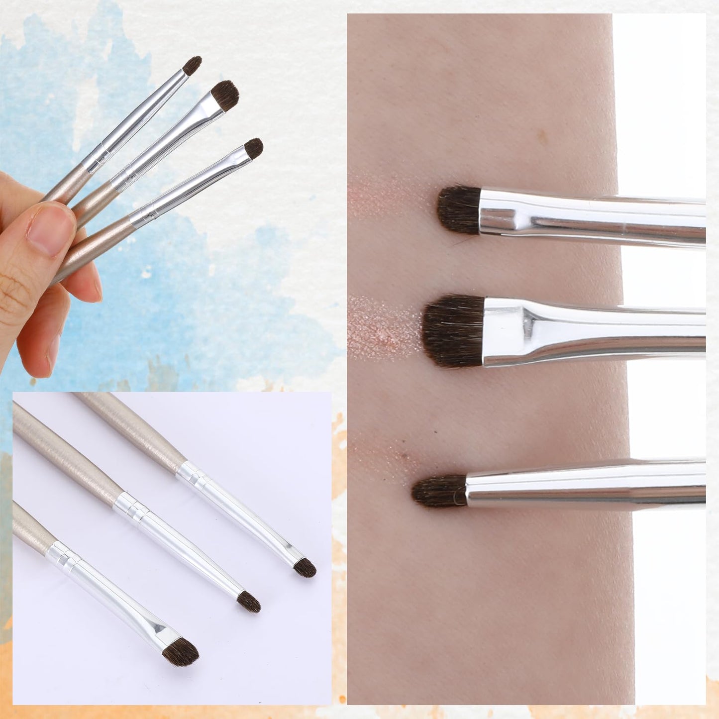 3 Pcs Eyeliner Smudge Brush Flat Eyeliner Brush for Eyeshadow Brushes Mini Eyeliners Brushes Fit Powder Gel Cream Liquid Conceal