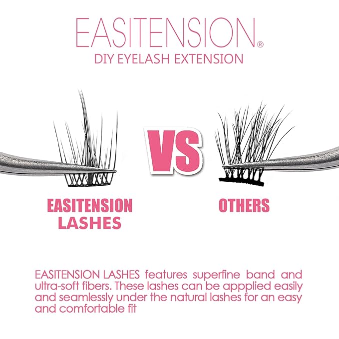 DIY Eyelash Extension, 3D Effect Individual Melt Flare Lash Cluster Natural Lashes Set, Home Eyelash Extension Lashes Pack (16MM-Spikes)