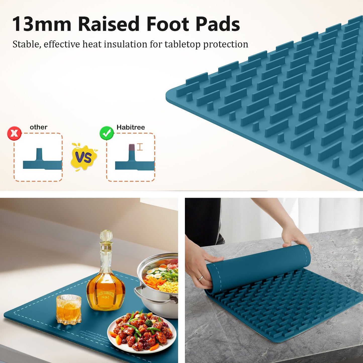 Warming Silicone Mat for Food - Day Gifts Kitchen Gadget, Graphene Rapid Heating, Warming Tray with 6-Level Temp Control, Rollable, Easy Clean - Ideal for Parties, Gatherings (Peacock blue)