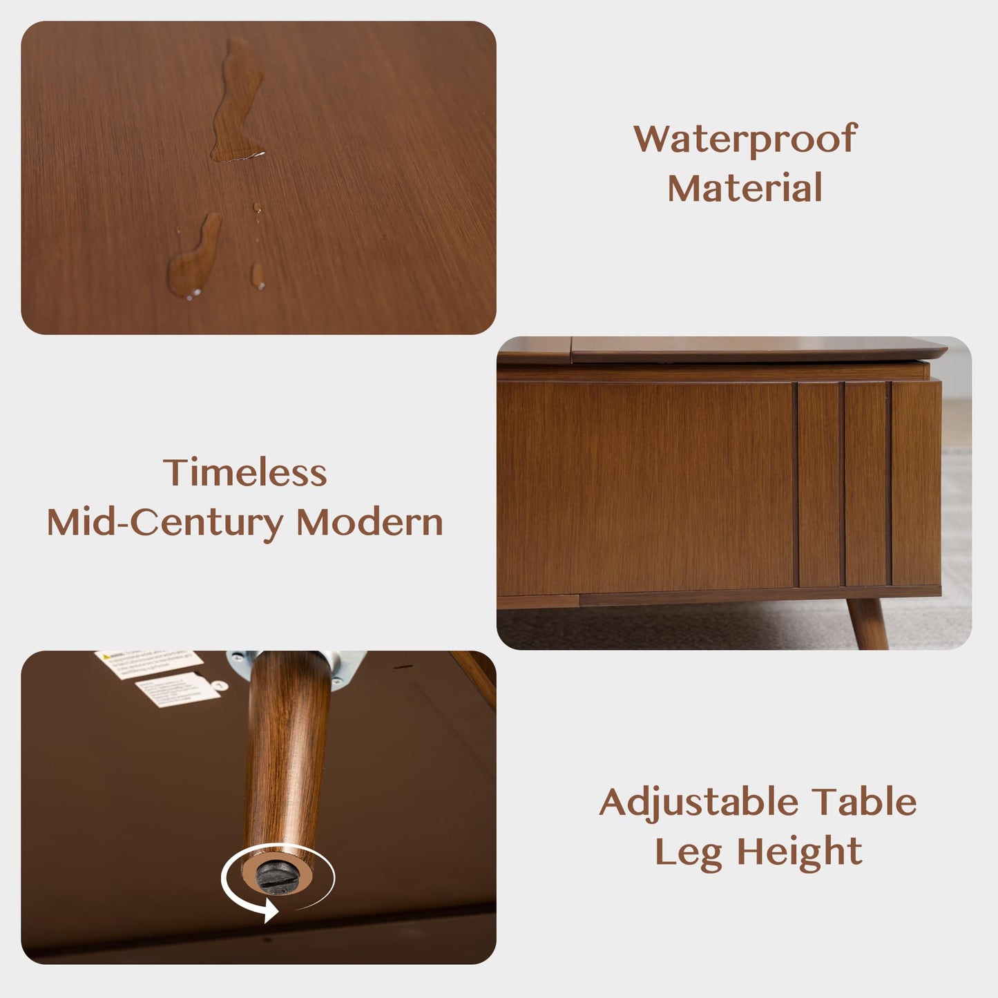 JOINICE, 36" Lift Top Coffee Table with Storage,Large Square Coffee Tables for Living Room,Mid Century Modern Center Table for Home Office, Dark Walnut