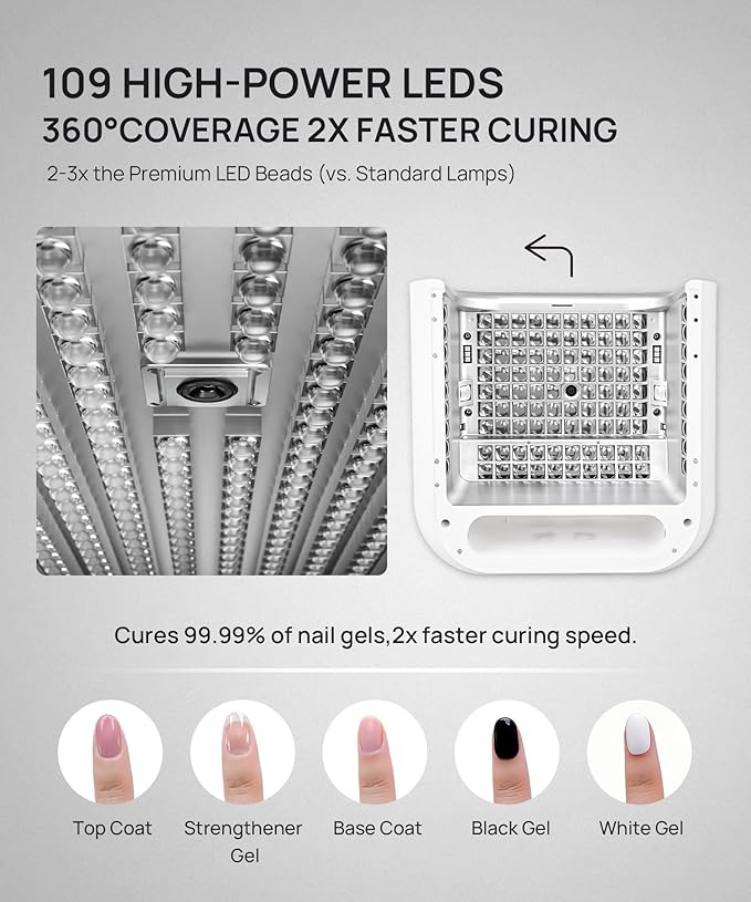 AI Health Nail Lamp-ONAIL AI Precision Scan,Reduce Excess UV Skin Damage-2in1 AI Computer&Nail Dryer with HD Visible Screen,109 LEDs 2X Faster Curing,Nail Curing Lamp for Salon and Home