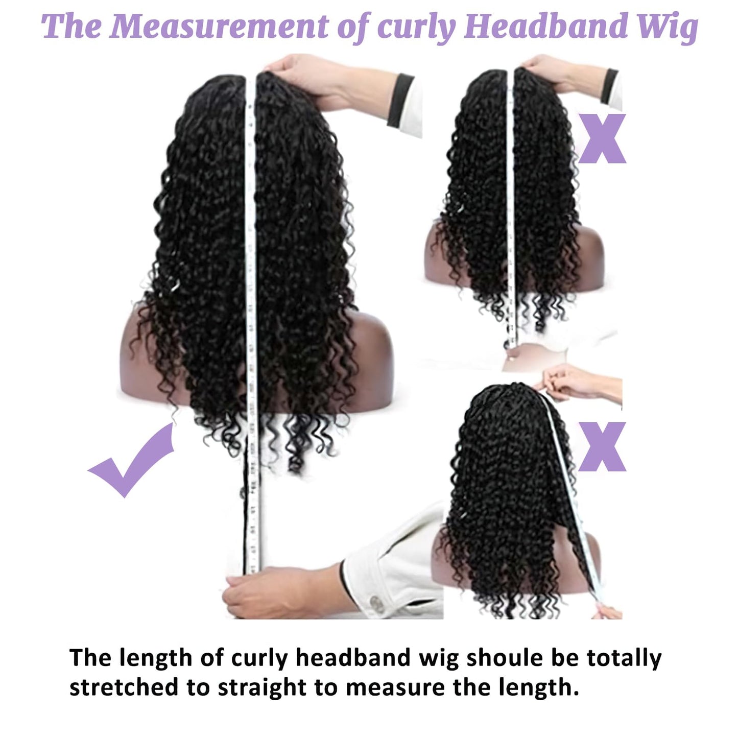 DSEKCAIN Kinky Curly Headband Wig Human Hair 20 inch 200 Density 100% Real Human Hair Curly Headband Wig No Glue No Sew In Gluel