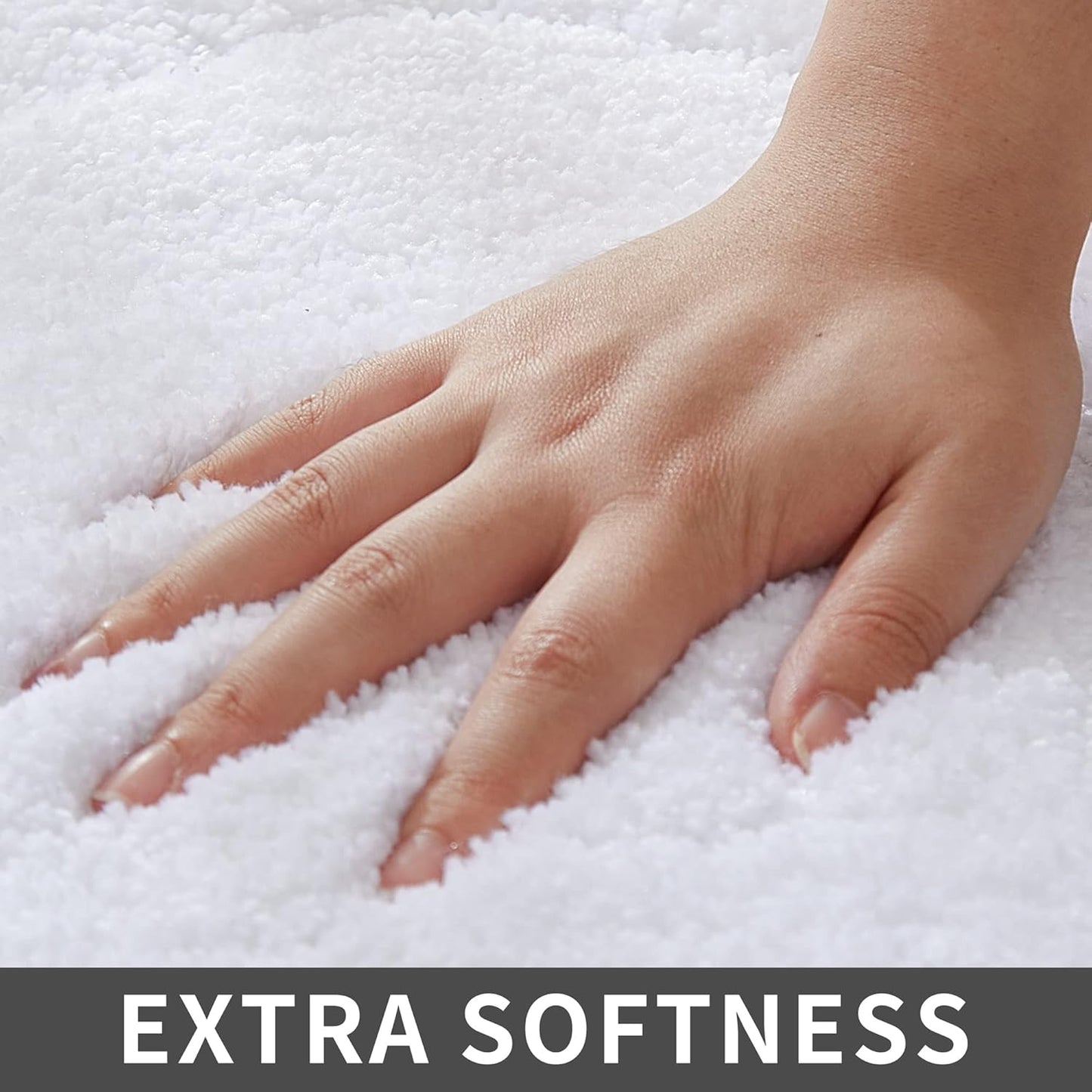 COSY HOMEER Extra Thick Bath Rugs for Bathroom - Anti-Slip Bath Linen Sets Mats Soft Plush Yarn Shaggy 100% Strong Polyester Living Room Bedroom Water Absorbent(White,24x48 - Inches)
