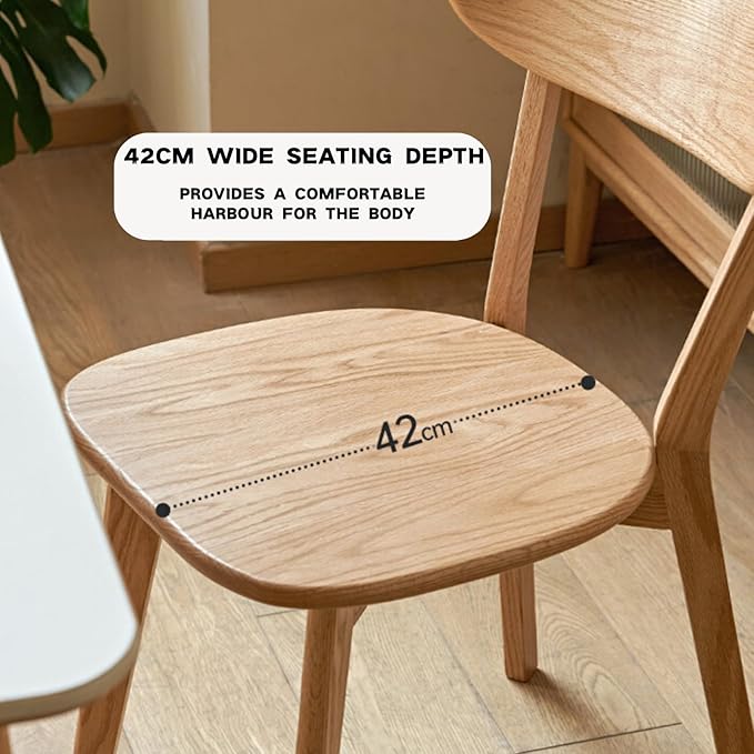 Grewood 100% Solid Oak Wood Dining Chairs,Mid Century Modern Dining Chairs with Rounded Backrest,Kitchen,Dining Room Chairs Set of 1/2/4 (1, Original Wood Color)
