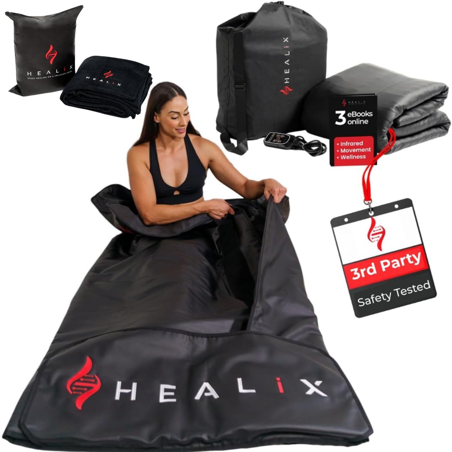 Healix Infrared Sauna Blanket + Comfort Insert Bundle | Portable Far Infrared Sauna Blanket (Zero EMF, Adjustable Heat 77–176°F) with Ultra-Soft Washable Cotton/Rayon Liner for Relaxation