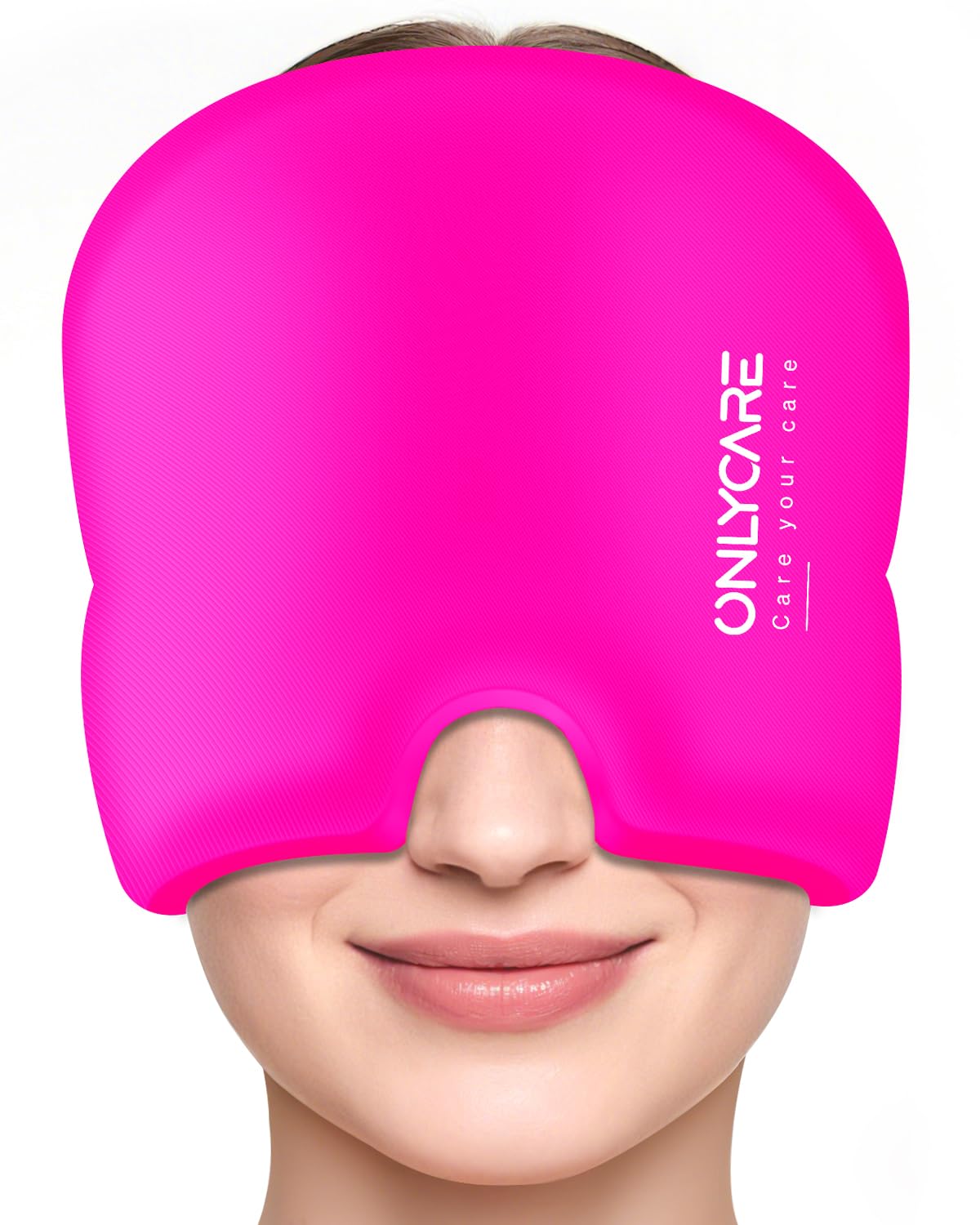 Migraine Relief Cap, ONLYCARE Headache Relief Cap, Soothing Migraine Mask, Odorless Gel Ice Head Wrap, Hot & Cold Therapy, Reusable Ice Pack for Tension and Stress (ROS Red)