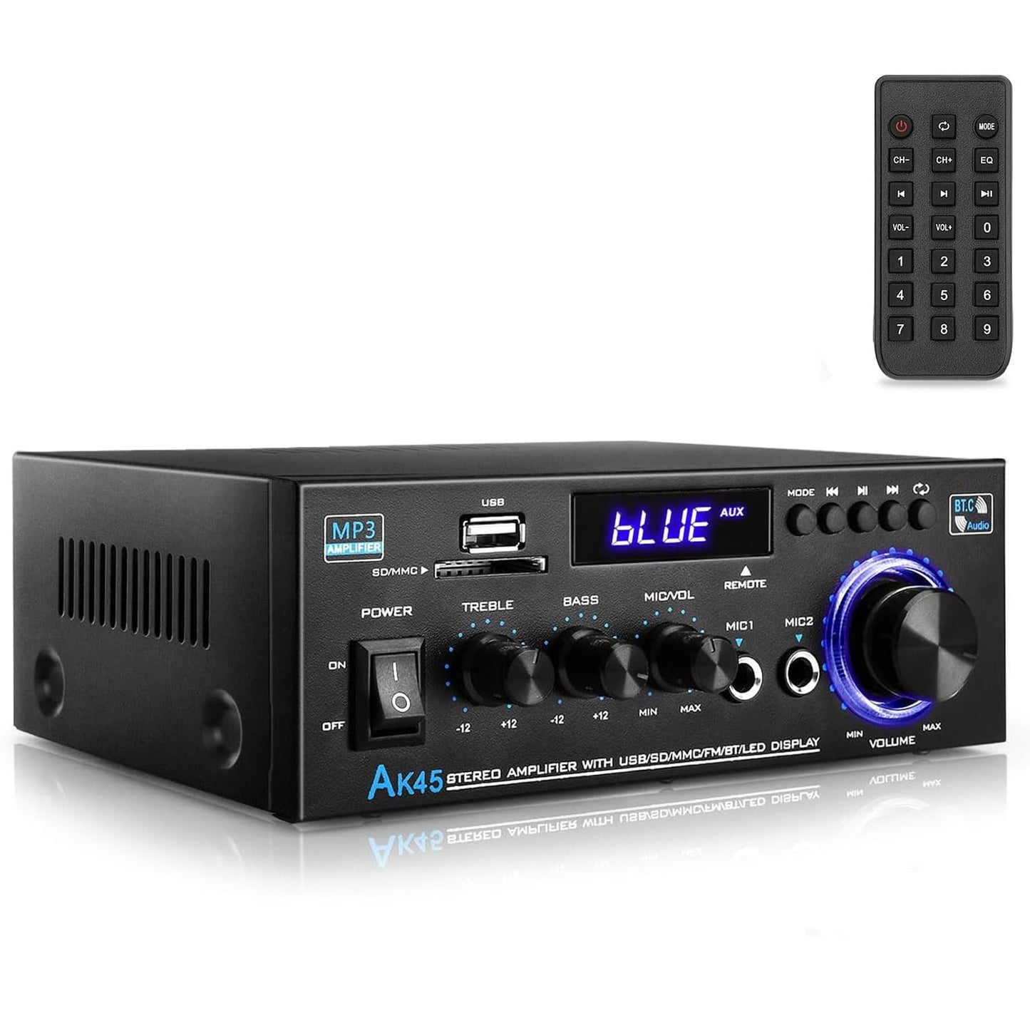 Ak45 Stereo Amplifiers Home Audio, Stereo Receivers 300W Home 2 Channel Bluetooth 5.0 Power Amplifier System, Fm Radio, Usb, Sd