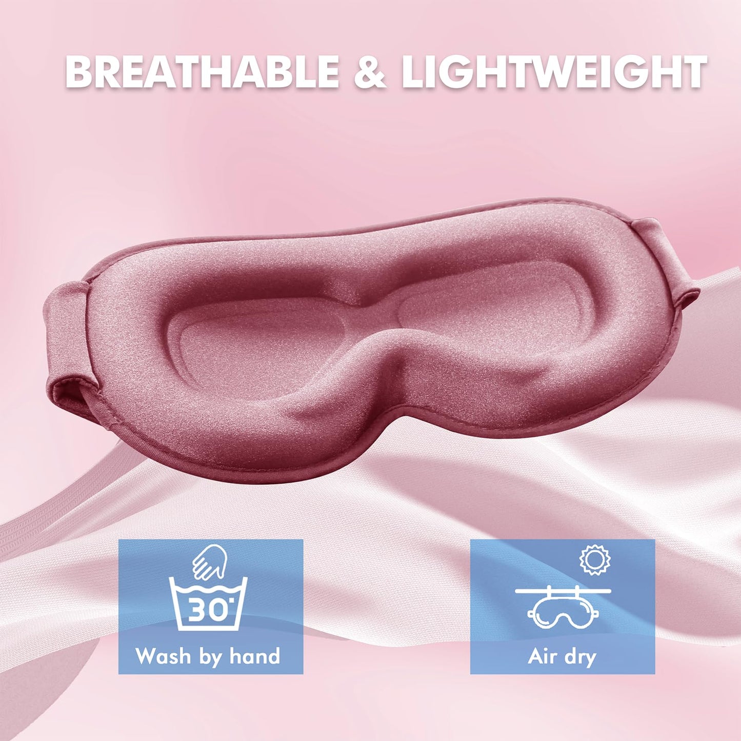Sleep Eye Mask for Side Sleeper, Lash Extensions 3D Contoured Cup Sleeping Mask for Men Women, Travel Blackout Night Blindfold Eye Shade Cover with Adjustable Strap (Pink-Side Sleeper)