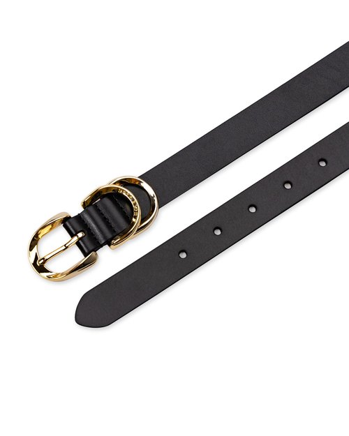 Cole Haan Women's Metal Loop Skinny Dress Belt, Black, Small