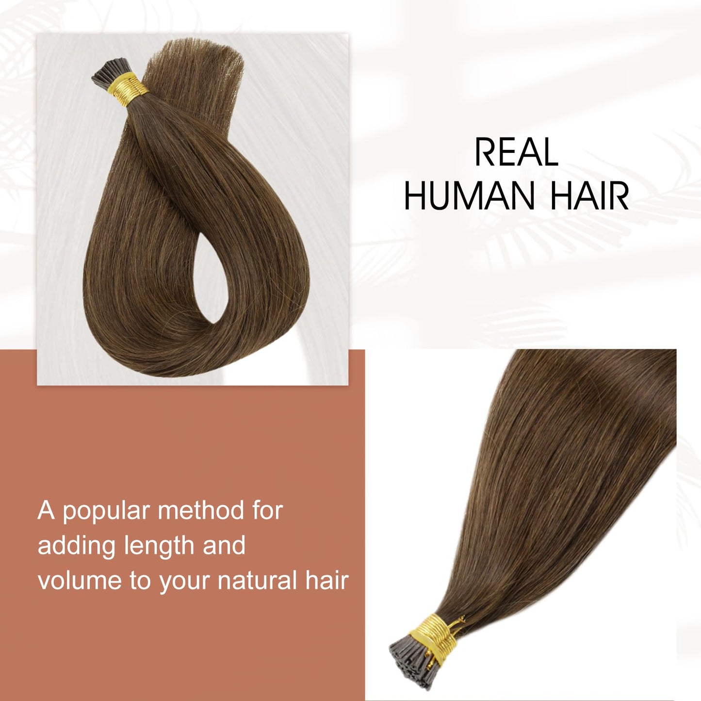 Full Shine I Tip Hair Extensions Brown Real Human Hair Extensions Real Hair 16Inch Remy Hair I Tip Extensions Fusion Extensions