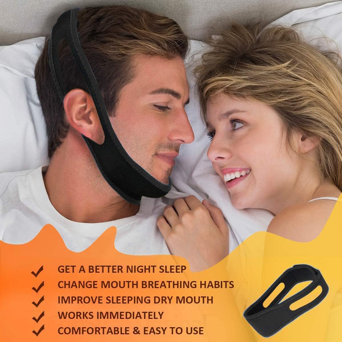 Anti Snoring Chin Strap, Stop Snoring Chin Straps for CPAP Users, Jaw Strap for Sleeping,Chin Straps to Keep Mouth Closed for Sleeping Better, Cpap Chin Strap for Sleep for Men Women