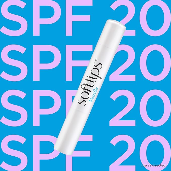 Softlips Daily Lip Moisturizer for Dry Lips, Vanilla Flavored Lip Balm, SPF 20, 2 pk (12x0.14oz)