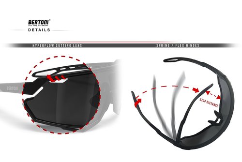 Bertoni Sport Cycling MTB Running Sunglasses for Men Women in TR90 100% UV Block mod. ALPHA (Matt Black/Shiny Black – Blue Mirror Lens)