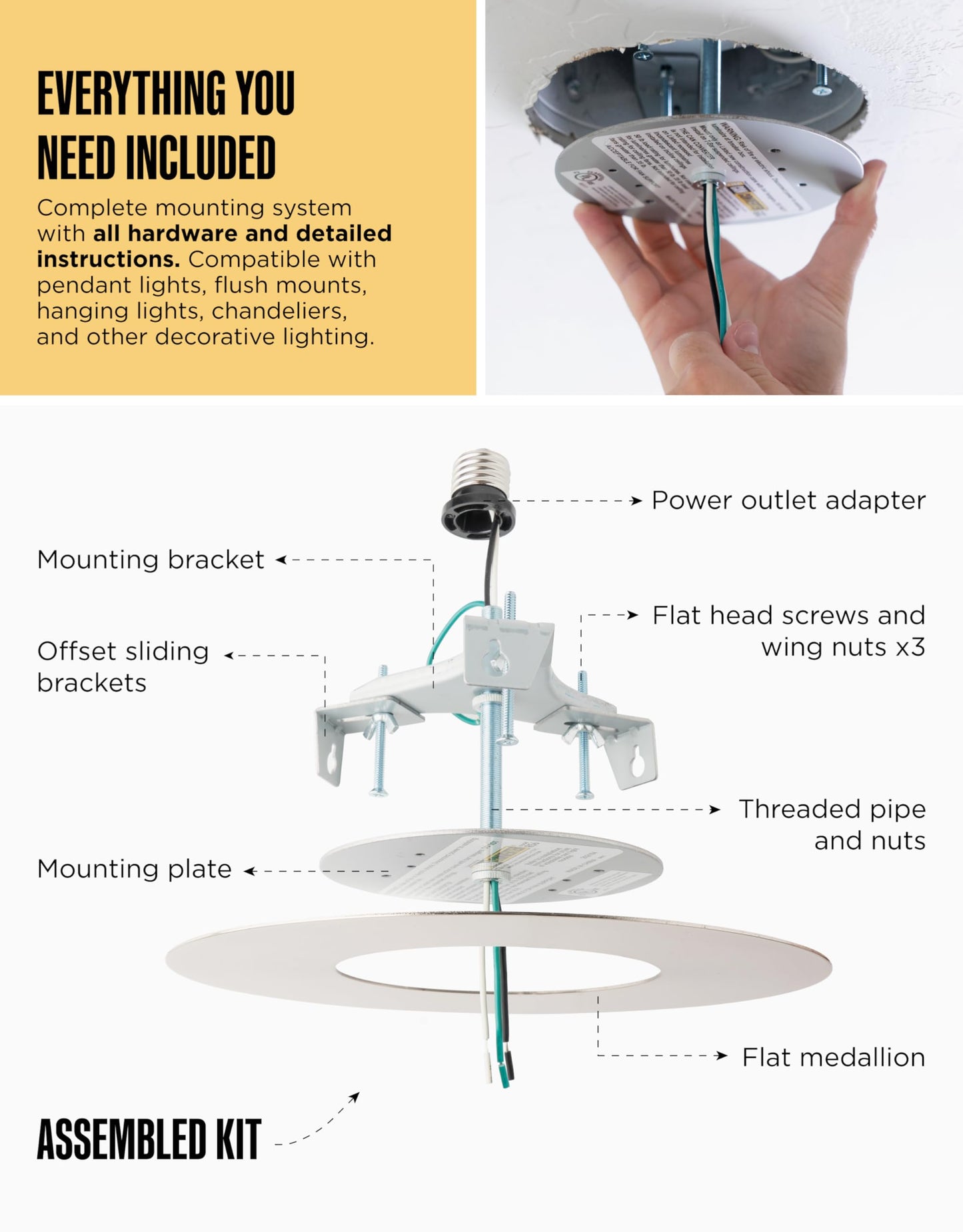The Can Converter R56 Recessed Can Light Conversion Kit w/ 7"¾ Flat Ceiling Medallion - Home Improvement for 5" & 6" Cans, Converter Kit for Ceiling Fan & Light Fixture, UL Certified, Satin Nickel