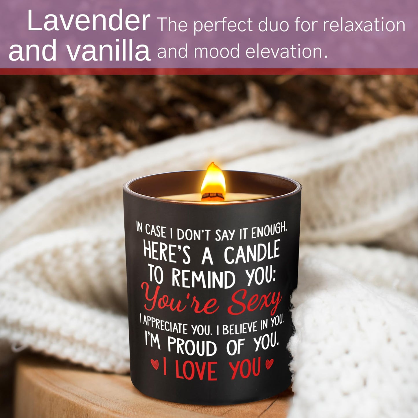 Anniversary Wedding, Birthday Gifts for Her Him - Romantic Gifts for Wife, Girlfriend, Boyfriend, Husband, Couples - Lavender & Vanilla Scented Candle