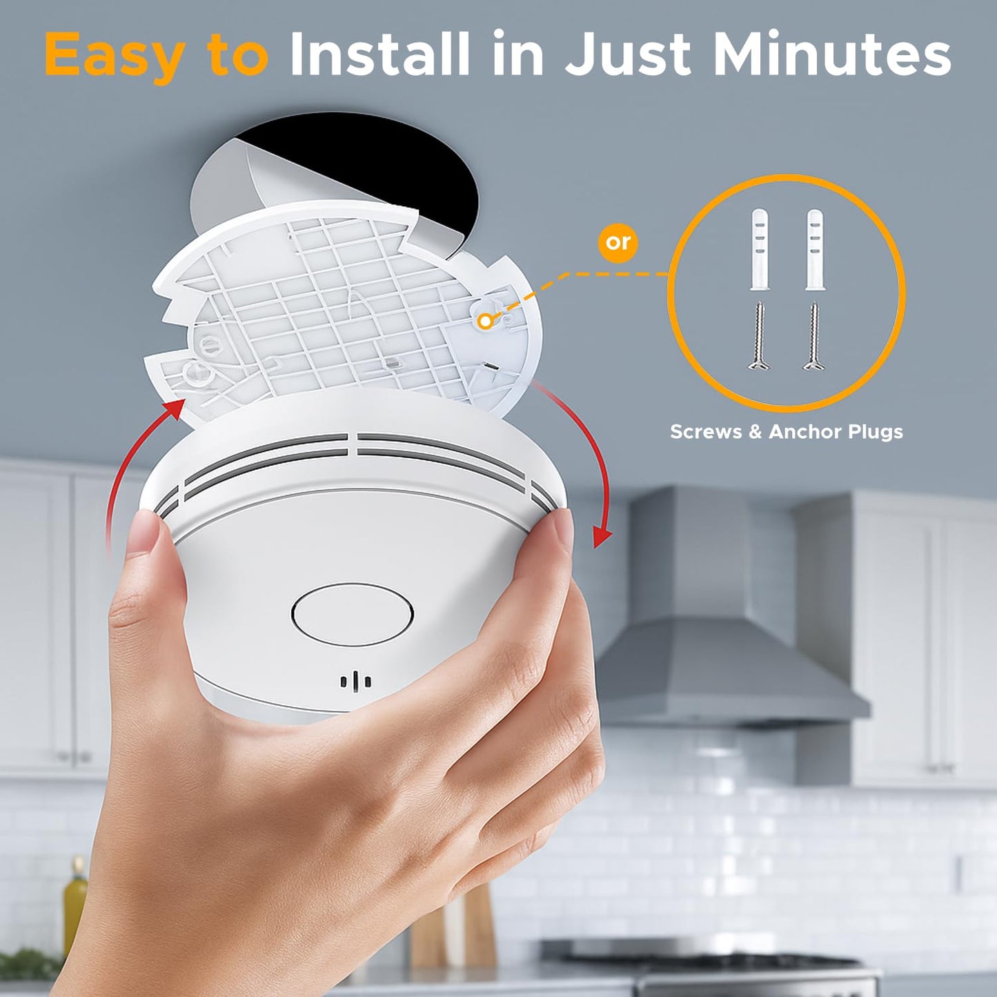 Alertlink Smoke Alarm with LED Indicator with Mute Button, Fire Alarm Smoke Detector with Built-in 10 Year Battery, Model VS02