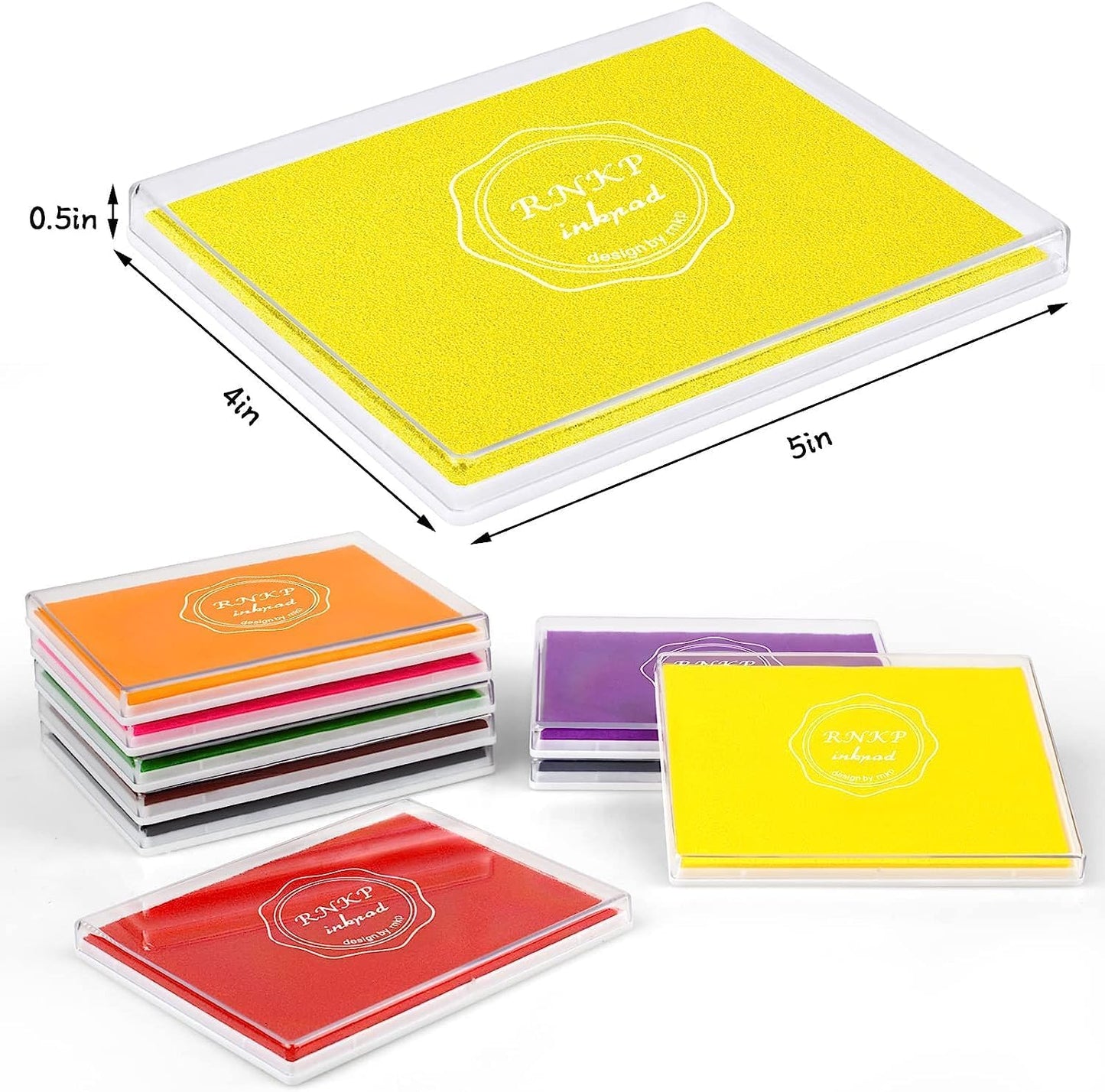 RNKP Large Yellow Ink Pad for Rubber Stamps, 5 × 4 inch Ink Stamp Pads Permanent for Paper Wood Fabric (Yellow)…