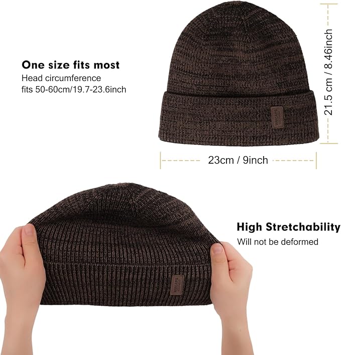 Wmcaps Winter Beanie for Men Women, Fleece Lined Beanie Soft Warm Knit Hat Ski Stocking Cuffed Cap