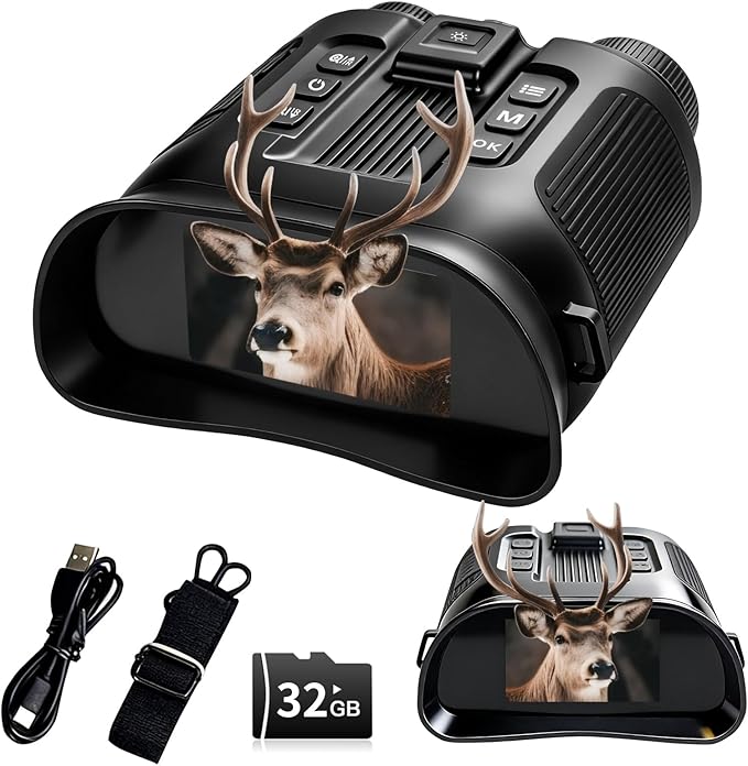 Night Vision Goggles for Adults, 4K Night Vision Binoculars 8X Zoom & 5000mAh Rechargeable Battery, 3" HD Screen & 32GB Ca...