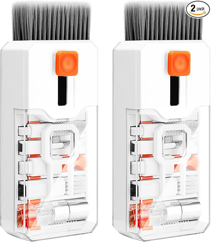 2 Pack Keyboard Cleaner Laptop Cleaning Kit, Computer Screen Cleaning Brush Tool x2, Multi-Function PC Electronic Cleaner Kit Spray x2 for iPad iPhone, Earbuds, Camera Monitor, All-in-one with Patent