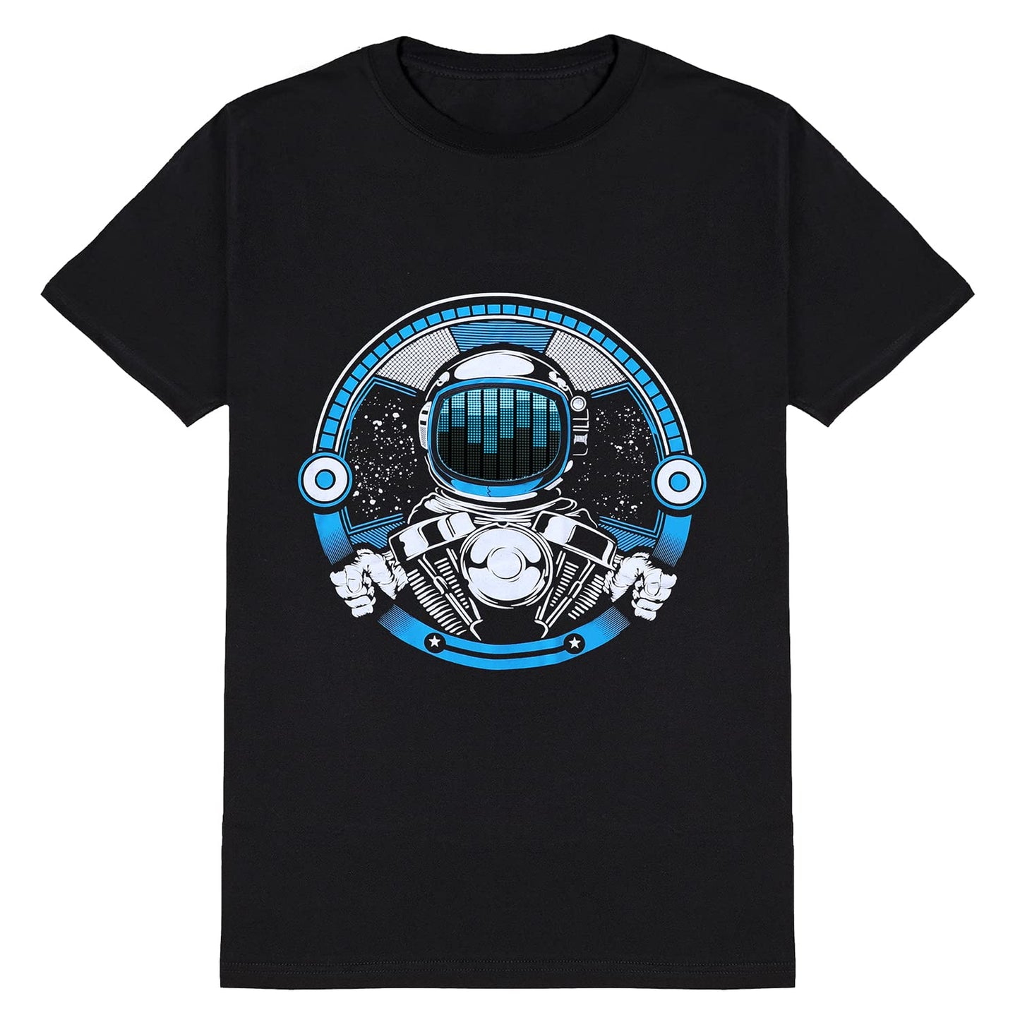 SOOoEC LED T Shirt Sound Activated Light Up Rave Shirts Glow in The Dark for Party Black