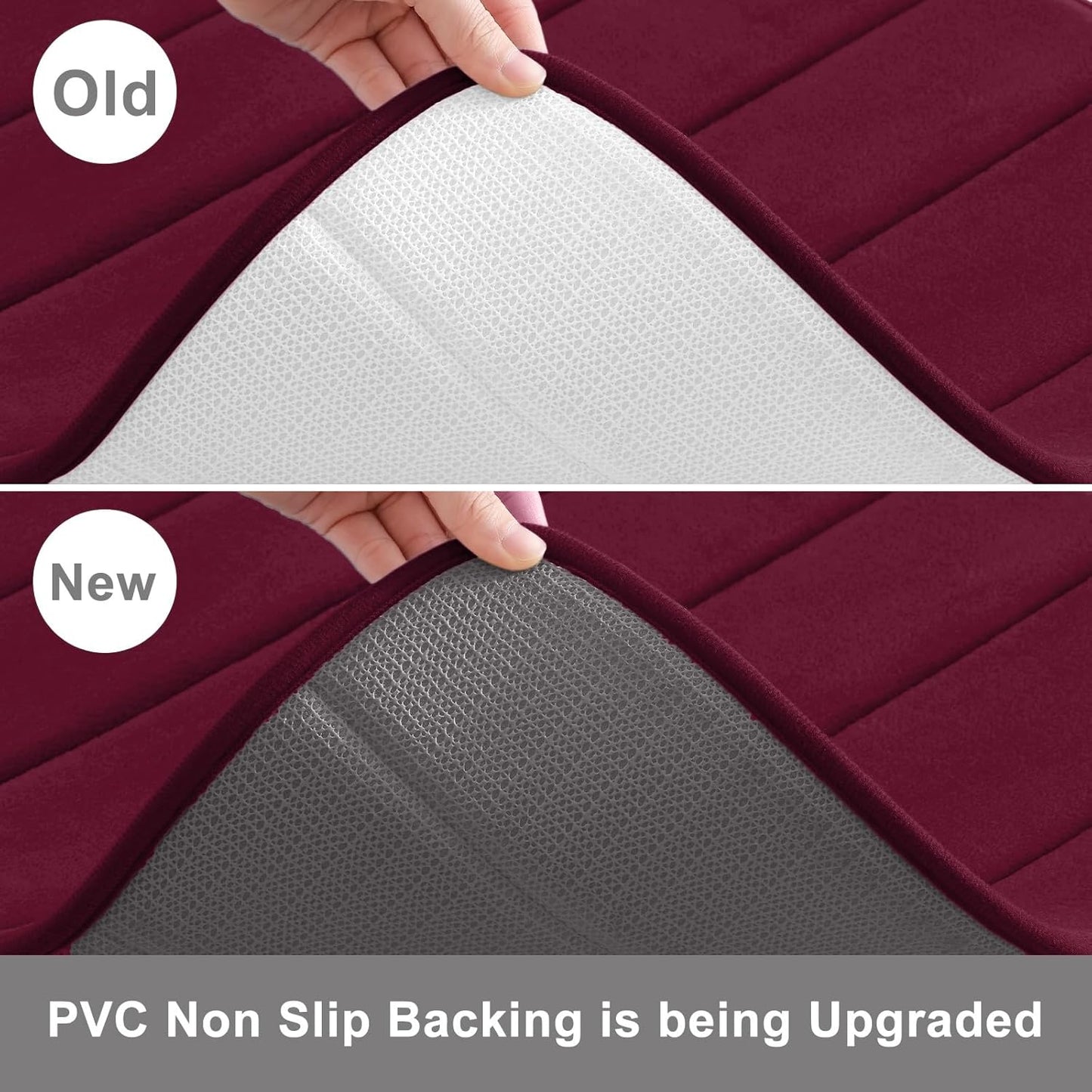 Buganda Memory Foam Bath Mat, 47" x 17", Ultra Soft and Non-Slip Bathroom Rugs, Water Absorbent and Machine Washable Bath Rug Runner for Bathroom, Shower, and Tub, Burgundy