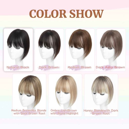 Human Hair Toppers for Women with Fringe 10 Inch Real HairPieces-360°3D Bangs for Thinning Hair Topper Swiss Base Ombre Light Brown with Blond Highlight（2T613）