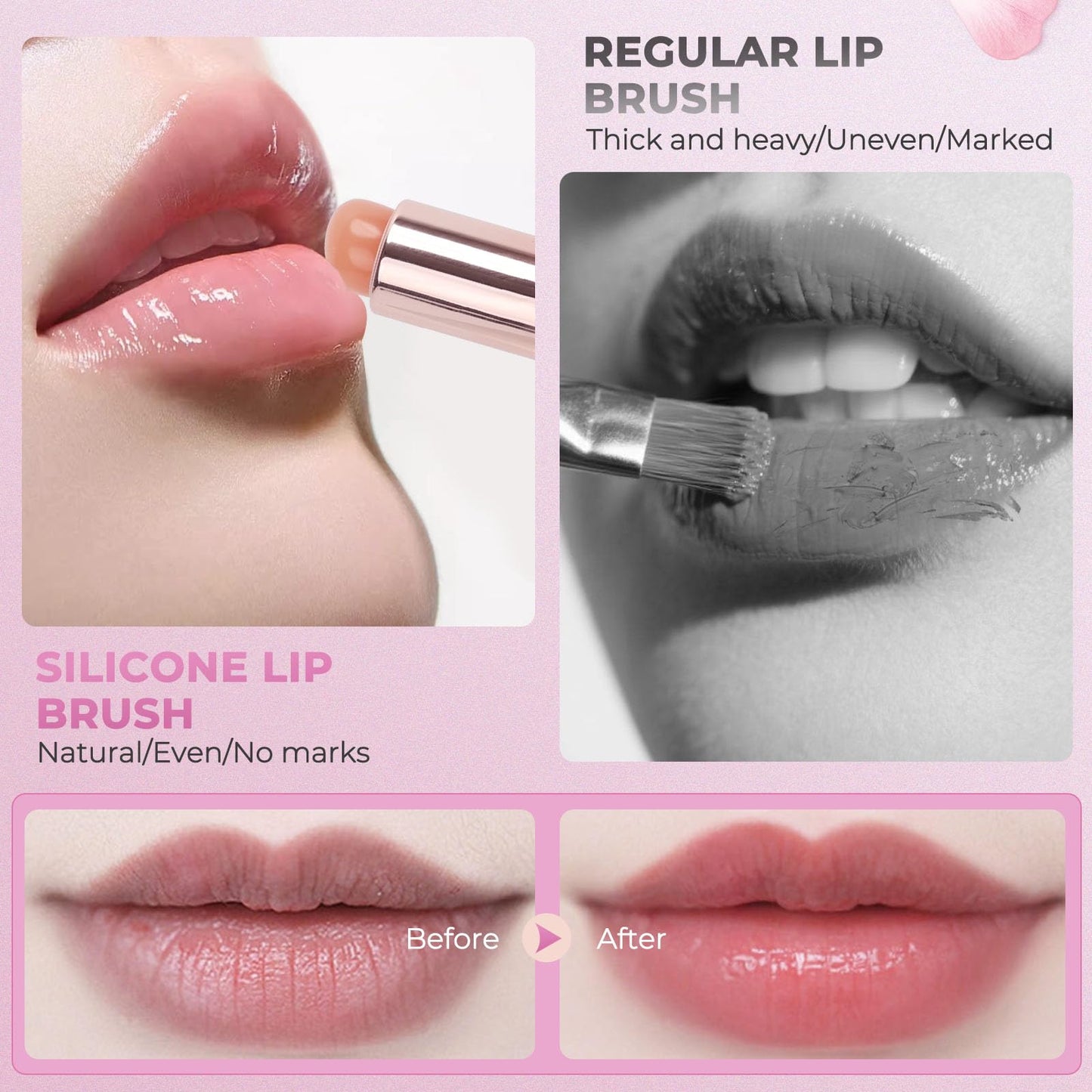 Unaone Silicone Lip Brush - Retractable Lip Brush for Lipstick, Soft Silicone Makeup Applicator for Lipstick Lip Gloss Balm Conc