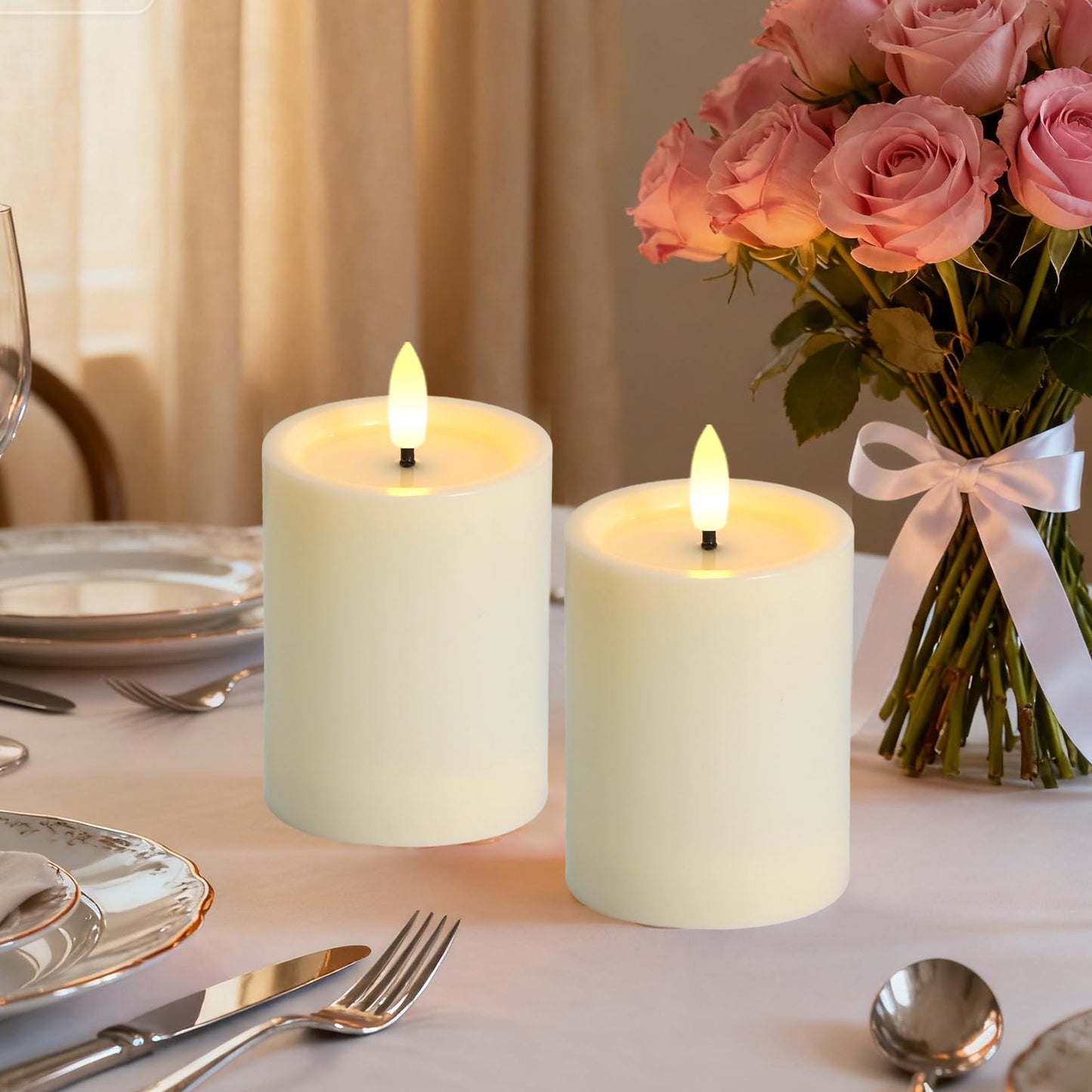 Outdoor Candles with Timer Waterproof, 3PCS 3" x4" 5" 6" Flameless Candles with Remote Battery Operated Candles, Realistic Flame Effect LED Pillar Candles for Fireplace Christmas Patio Centerpieces
