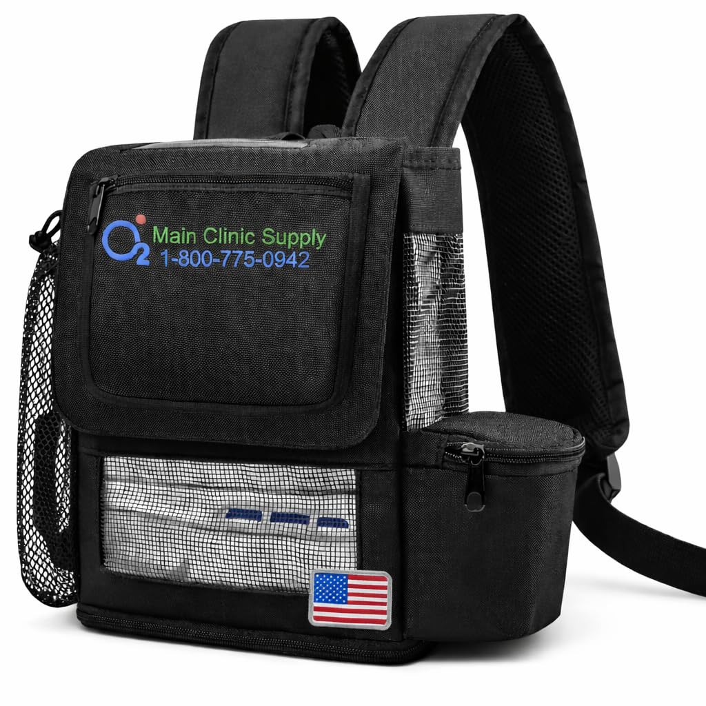Main Clinic Supply Exclusive O2TOTES Backpack for Portable Oxygen Concentrator | Compatible with Inogen G5 and Rove 6 | Travel-Friendly Carrying Case with Battery Storage