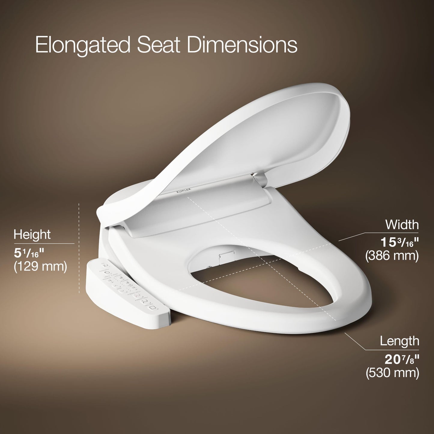 Kohler PureWash E580 Elongated Bidet Toilet Seat, White, Quiet-Close Lid Prevents Slamming, Self-Cleaning Wand, Adjustable Water Pressure with Multiple Cleansing Options