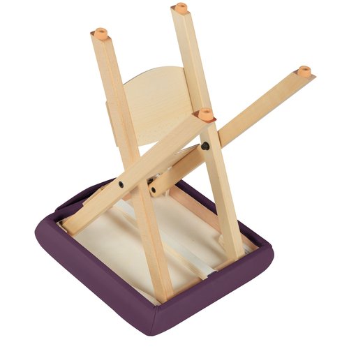 Master Massage Portable Folding Massage Stool - Lightweight Wooden Purple Tattoo Stool - 13" x 13" x 19" Modern, Minimalist Square-Shaped Cushion