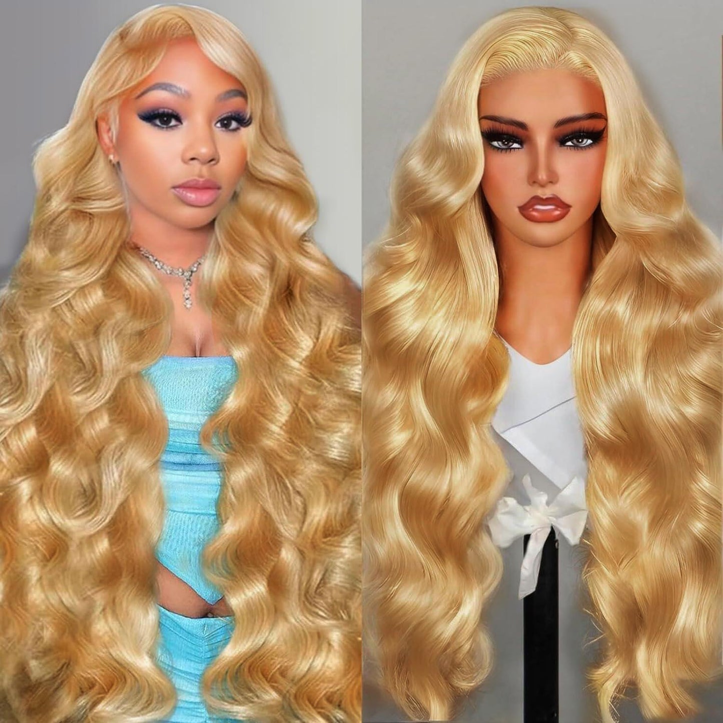 Shciyair 26 Inch Blonde Wig Human Hair 200 Density Honey Blonde Body Wave Lace Front Wigs Human Hair Pre Plucked 27# Color Wigs