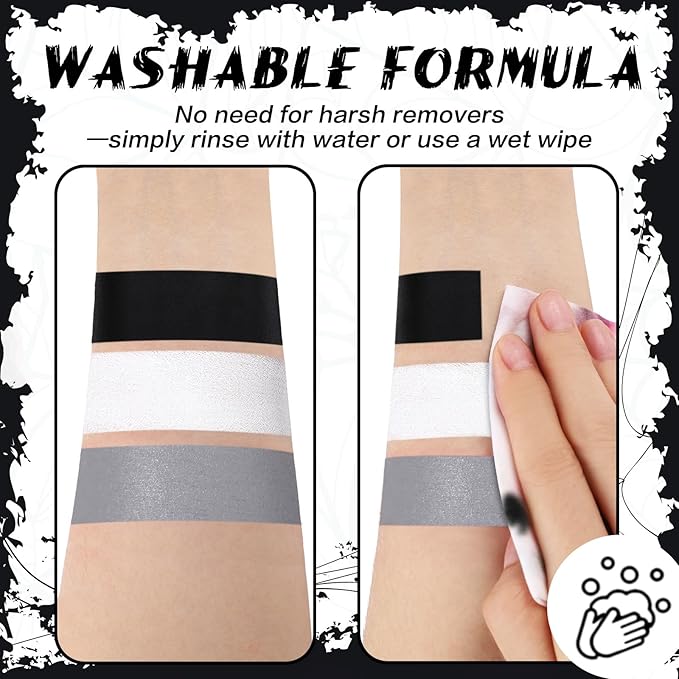 BOBISUKA Grey Face & Body Paint Stick Water-Based Washable Face Paint Makeup Stick for Halloween Skeleton, Skull, Zombie, Vampire, Cosplay, SFX, Sports Eye Black & Costume Party
