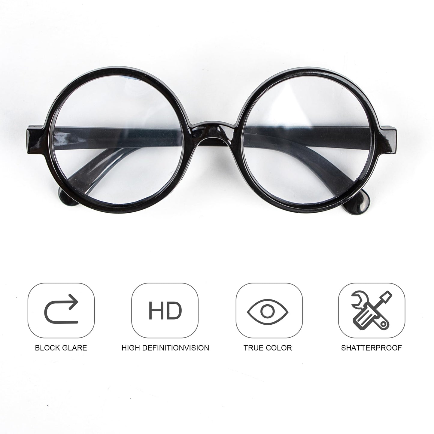Kiddokids Wizard Glasses - Round Nerd Shapped Eyeglasses, Halloween Costume Glasses Accessories for Dress Up, Costume Contest, Halloween Costume Cosplay Party for Kids & Adults