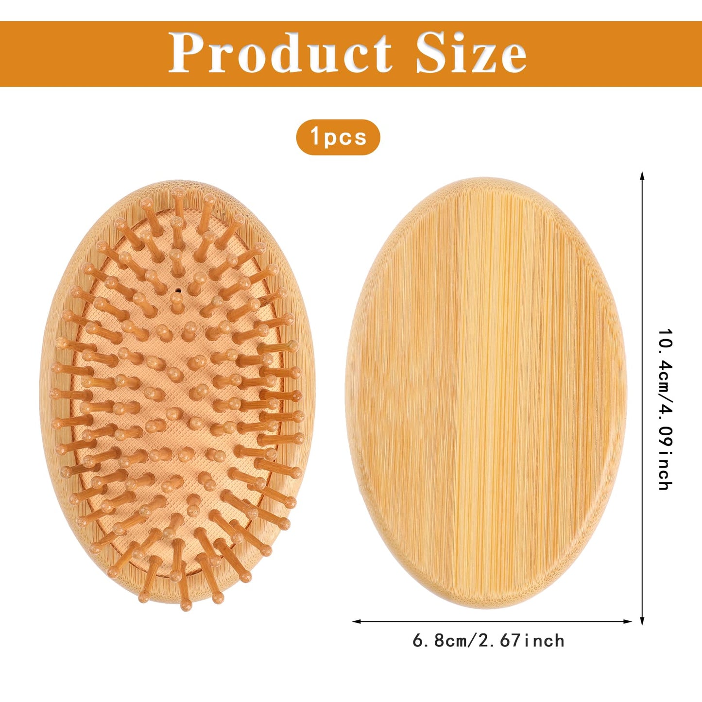 Bamboo Massage Comb, Wooden Scalp Massager Wooden Hair Brush Round Portable Bamboo Comb Anti-Static Air Cushion Hairbrush Mini T
