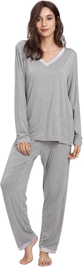 GYS Viscose from Bamboo Women's Pajama Sets Super Soft Long Sleeve Sleepwear Comfy Winter Pjs Sets S-4X