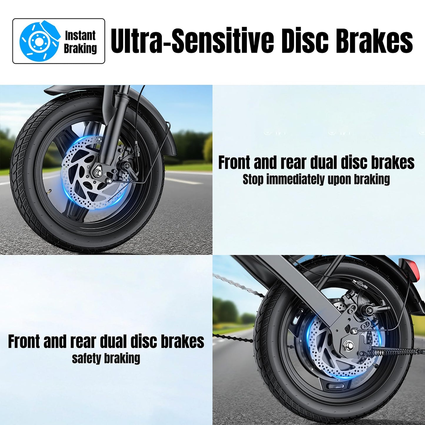 Electric Bike for Adults and Teens, 560W Motor 24MPH Compact Commuter Ebike, 32 Miles Range, 48V 10Ah Battery, 3 Shock Absorbers, 14" Mini Foldable Electric Bicycle with Basket, UL 2849 Certified