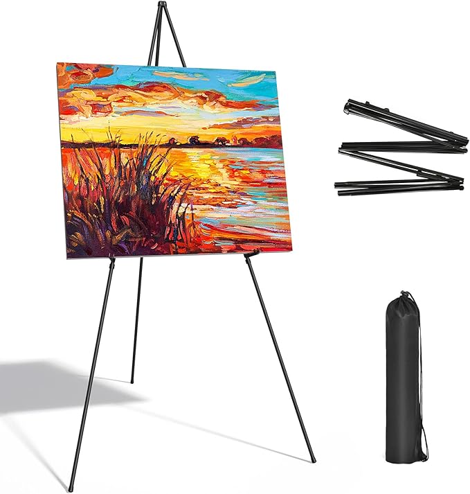 SunyesYoon Display Black Easel Stand for Wedding Sign, Artist Instant Tripod Collapsible Portable Floor Easel for Posters,...