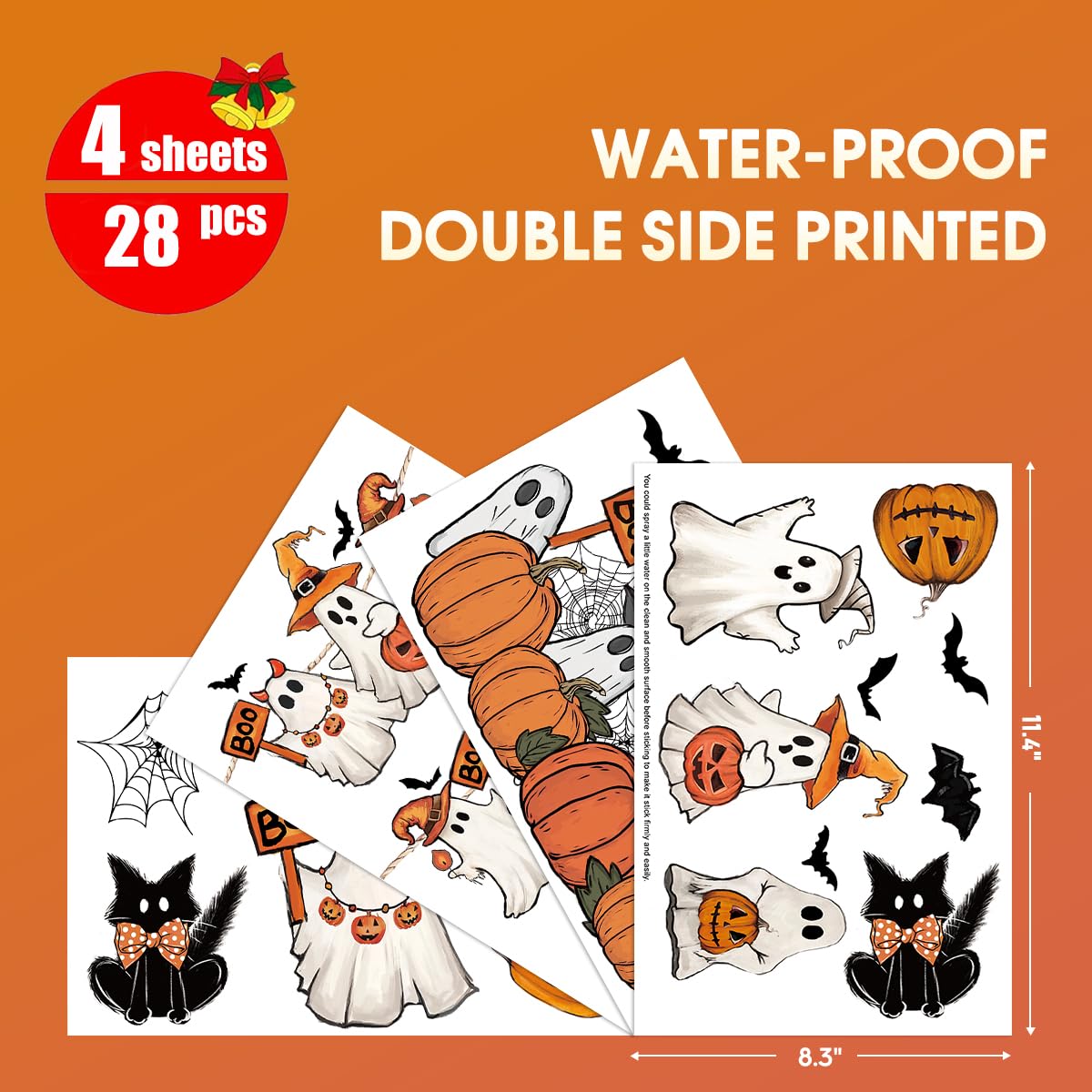 Horaldaily 28 PCS Halloween Window Cling Sticker, Ghost Pumpkin Cat Bat Home Party Supplies Shop Window Glass Display Decoration