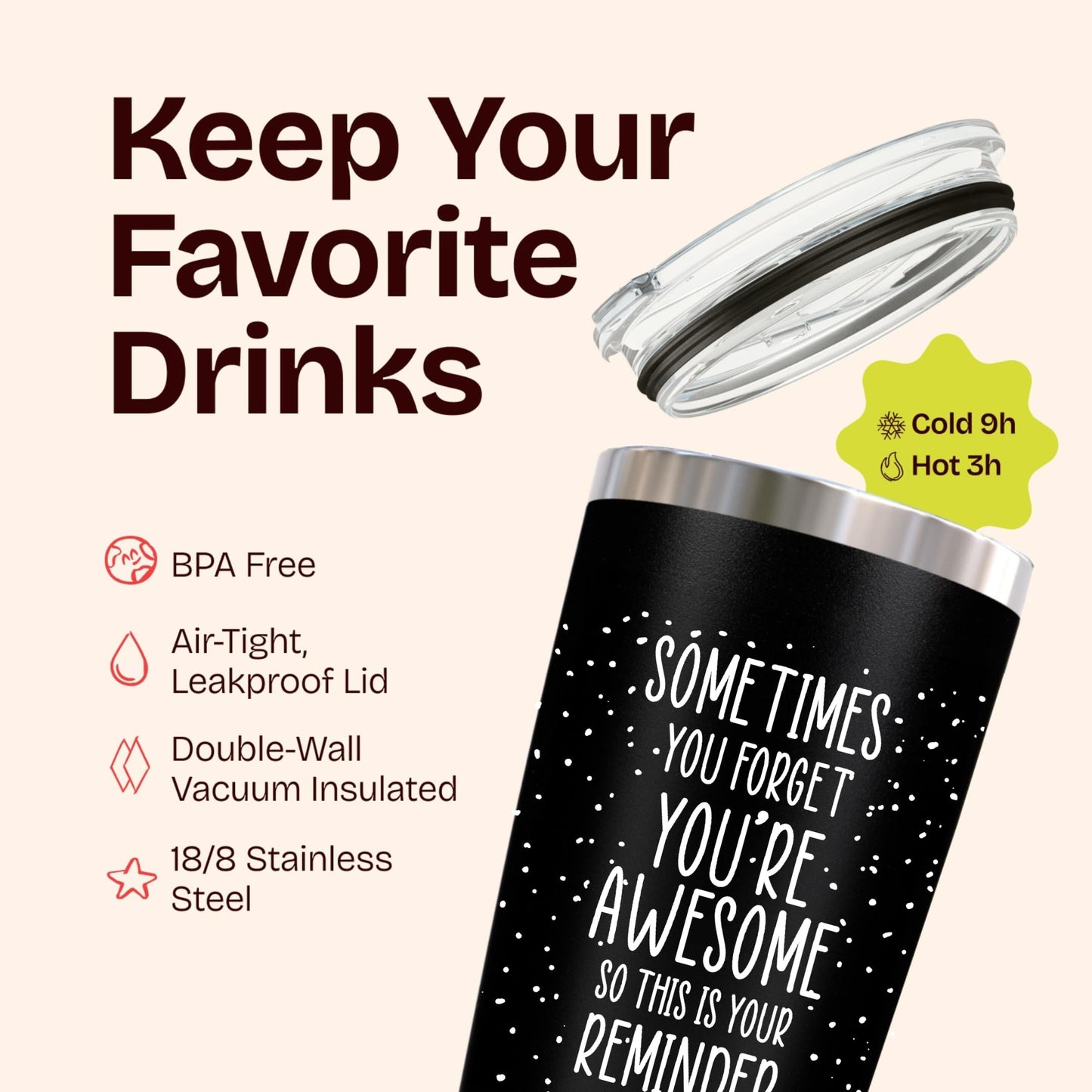 Dad Gifts for Fathers Day Cup - Sometimes You Forget Your Awesome Gifts Black 20oz Motivational Coffee Tumbler Birthday Gift for Dad, Husband, Boyfriend Inspirational Mugs for Men Who Want Nothing