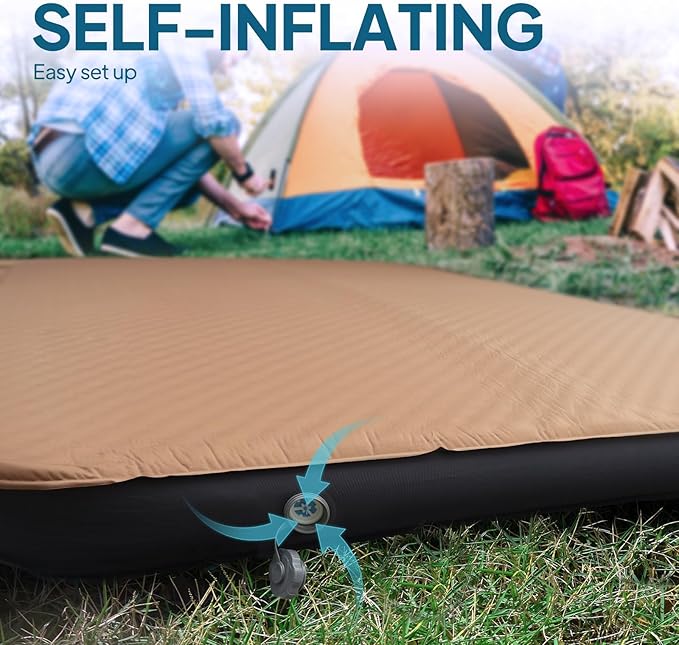 LOSTHORIZON Air & Foam Camping Mattress, Self-Inflating Sleeping Pad, 4.5" Thick, with Pump Sack, Full