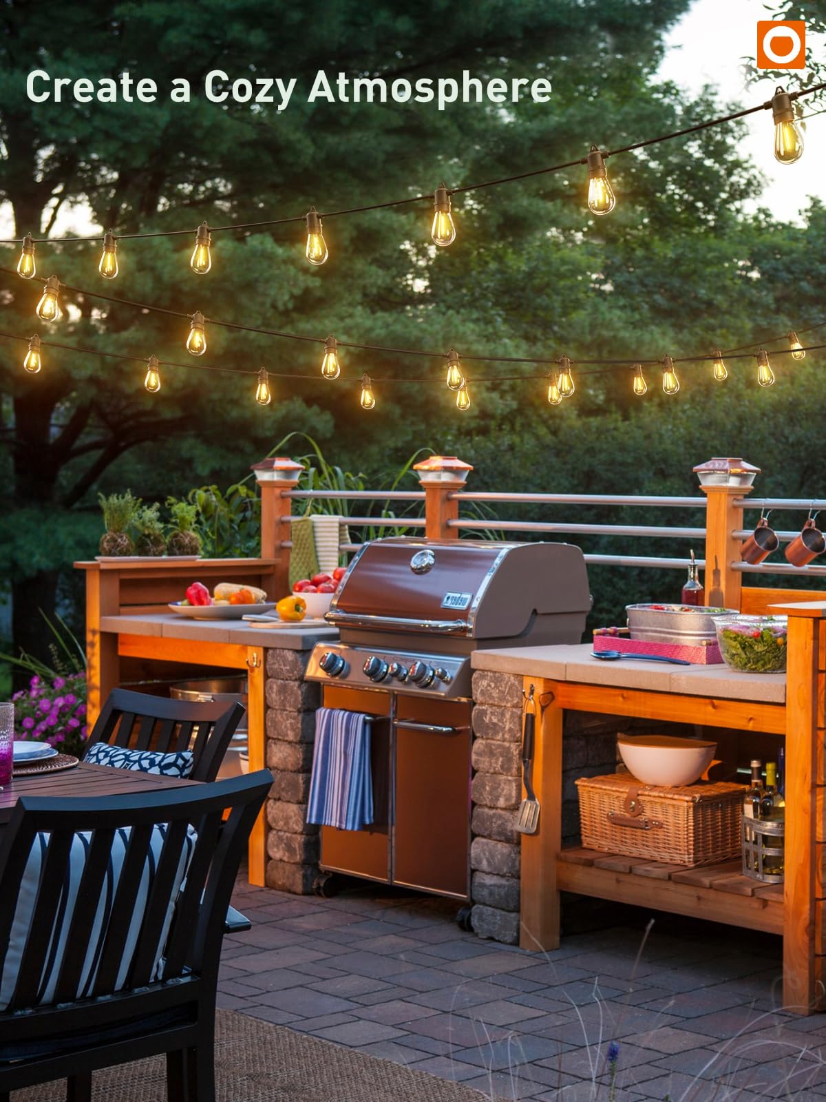 addlon 100FT LED Outdoor String Lights, Remote Dimmable Patio Lights with Timer & 3 Lighting Modes, 32 Shatterproof Edison Bulbs, Waterproof Connectable String Lights for Outside Backyard Porch Party