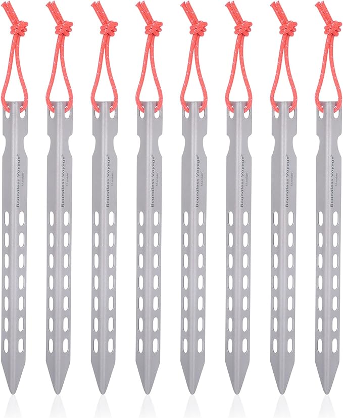iBasingo 6-8 Pieces/Lot Ultralight Titanium Tent Pegs Outdoor Camping Tent Stakes for Sand Heavy Duty Portable Tent Nail f...